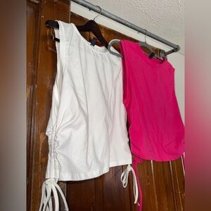 NWOT 2 SHEIN Ruched Tie Front Sleeveless Tank Tops